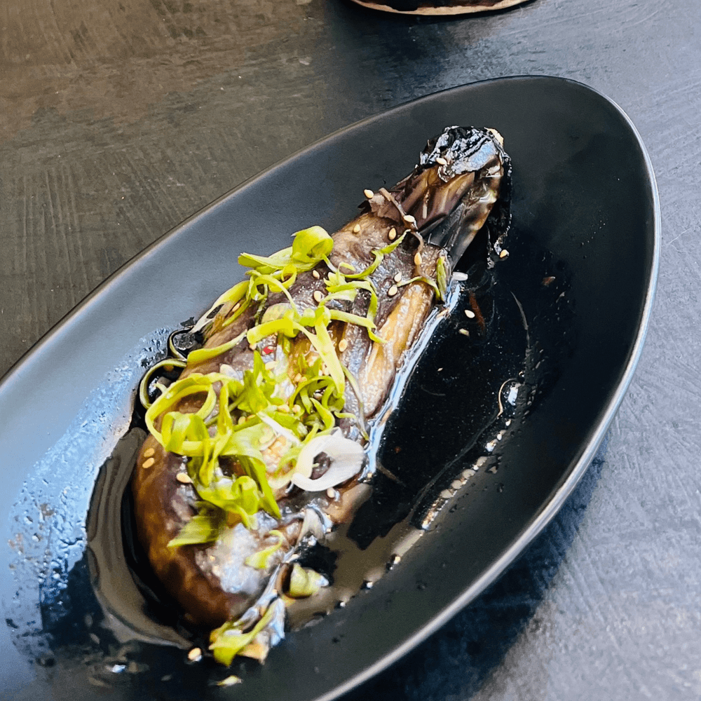 Fried marinated eggplant