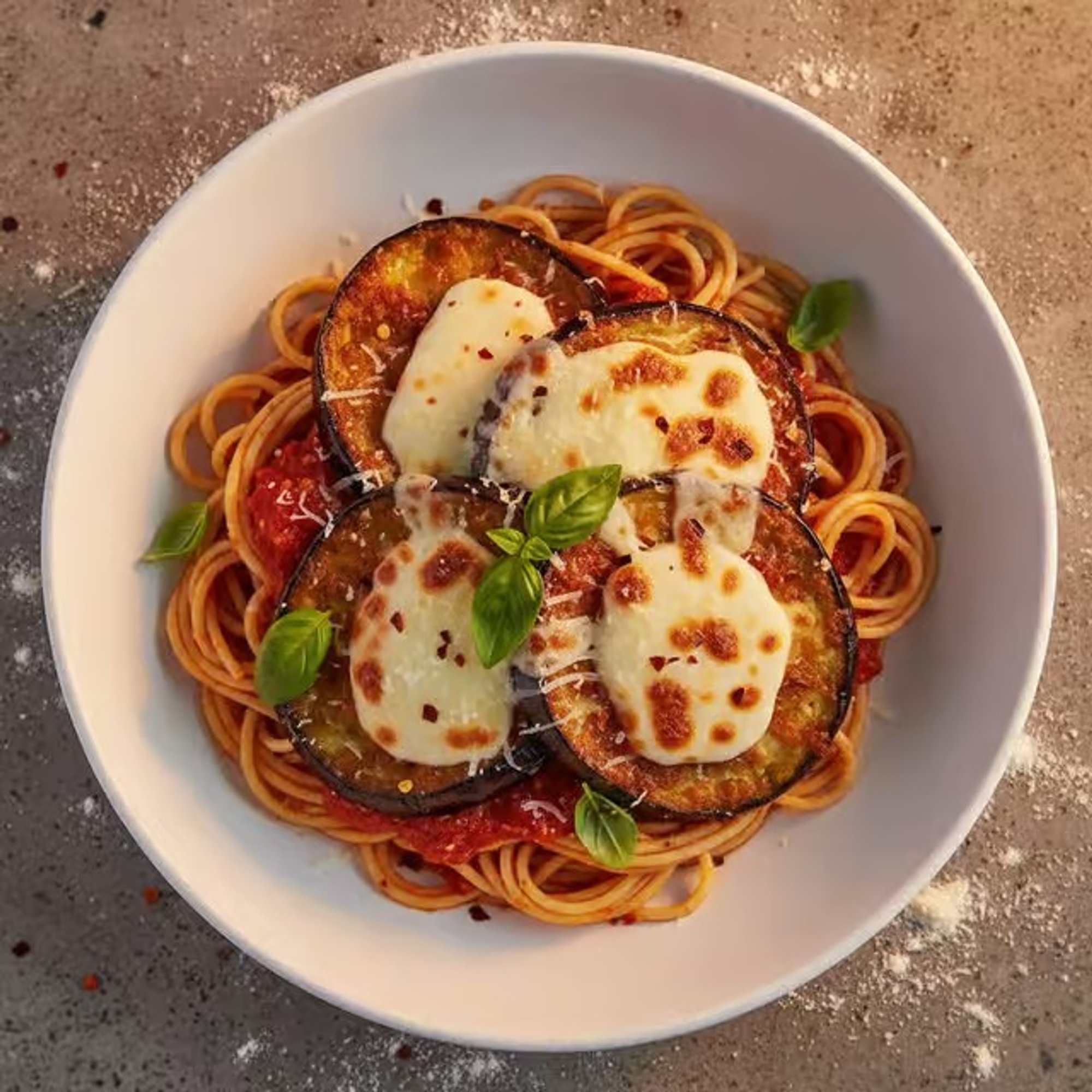 Eggplant Parmesan with Pasta