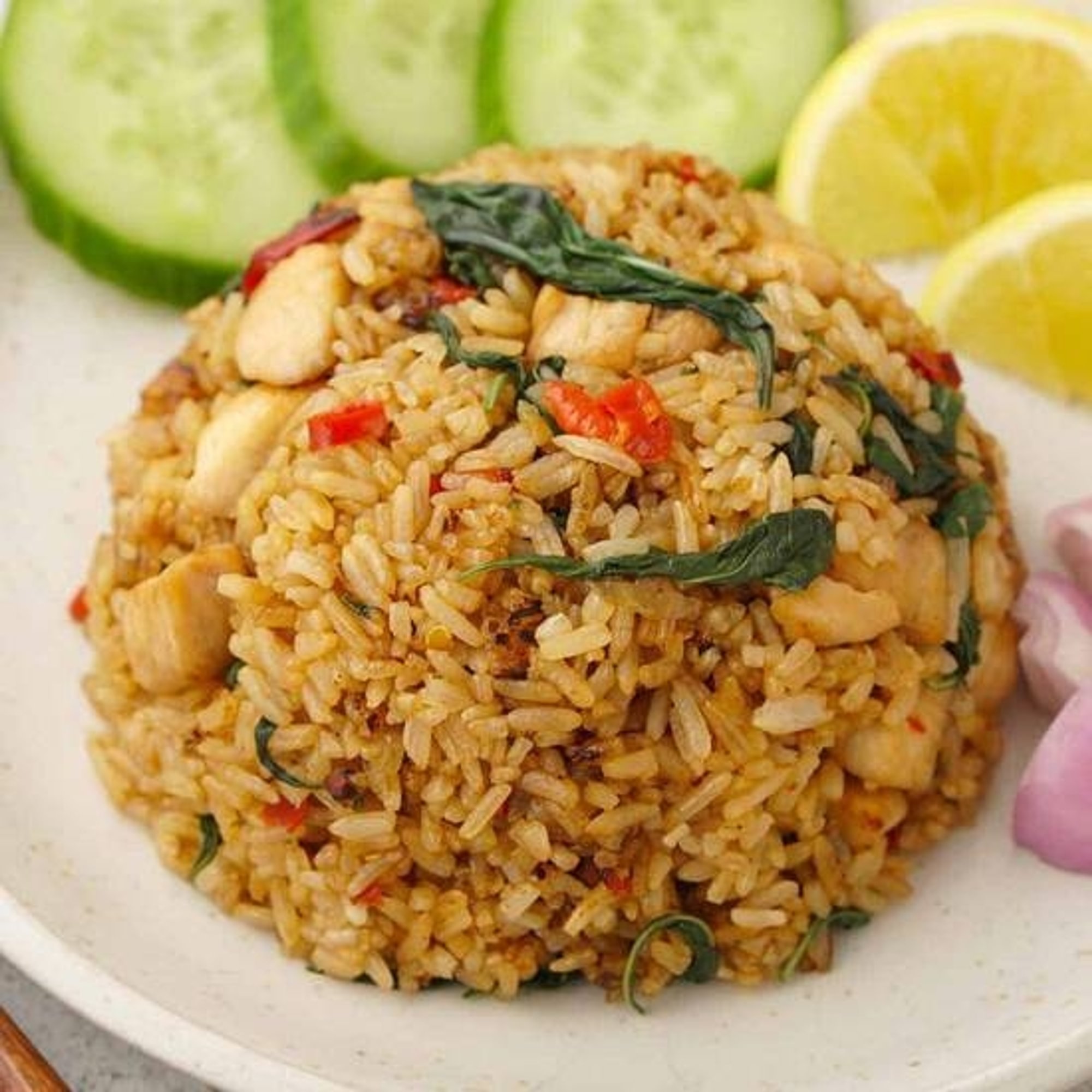 Crispy Duck Basil Fried Rice