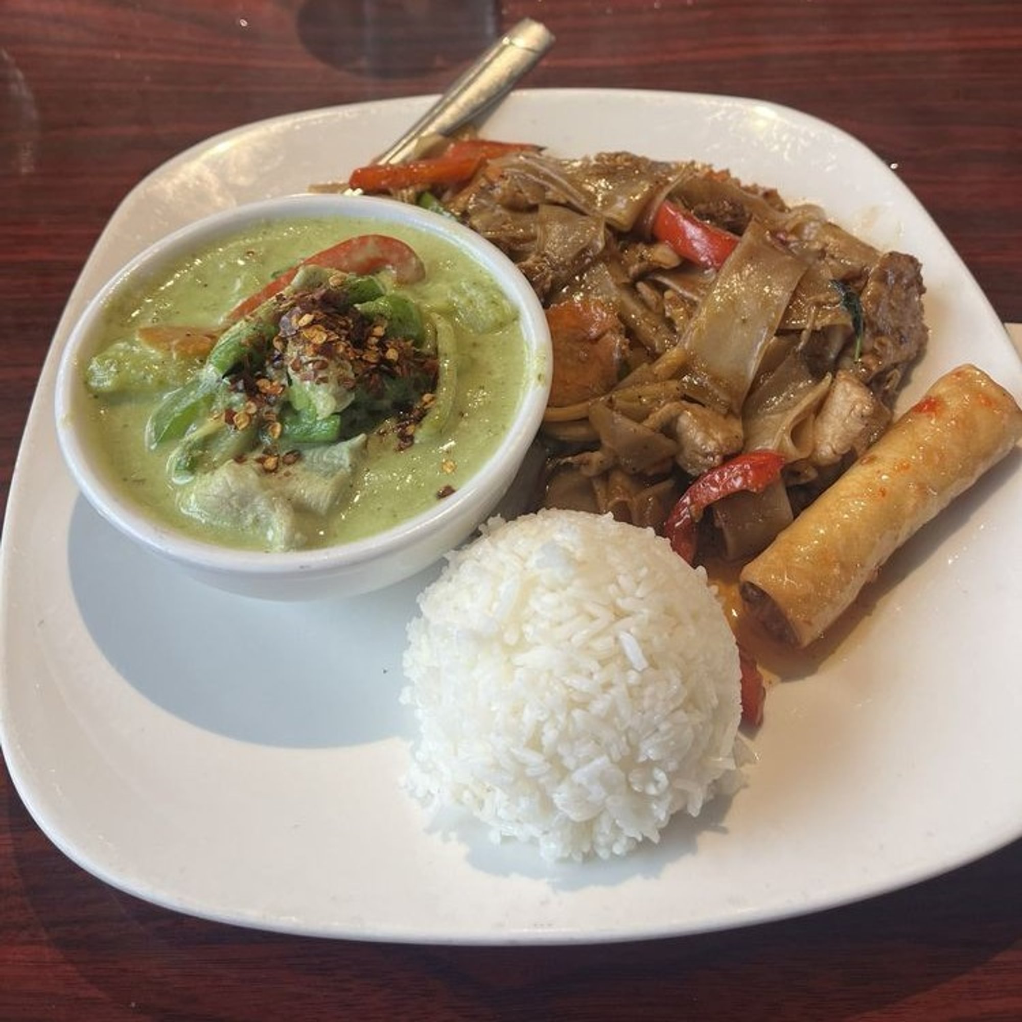 Pork Drunken Noodle and Pork Green Curry