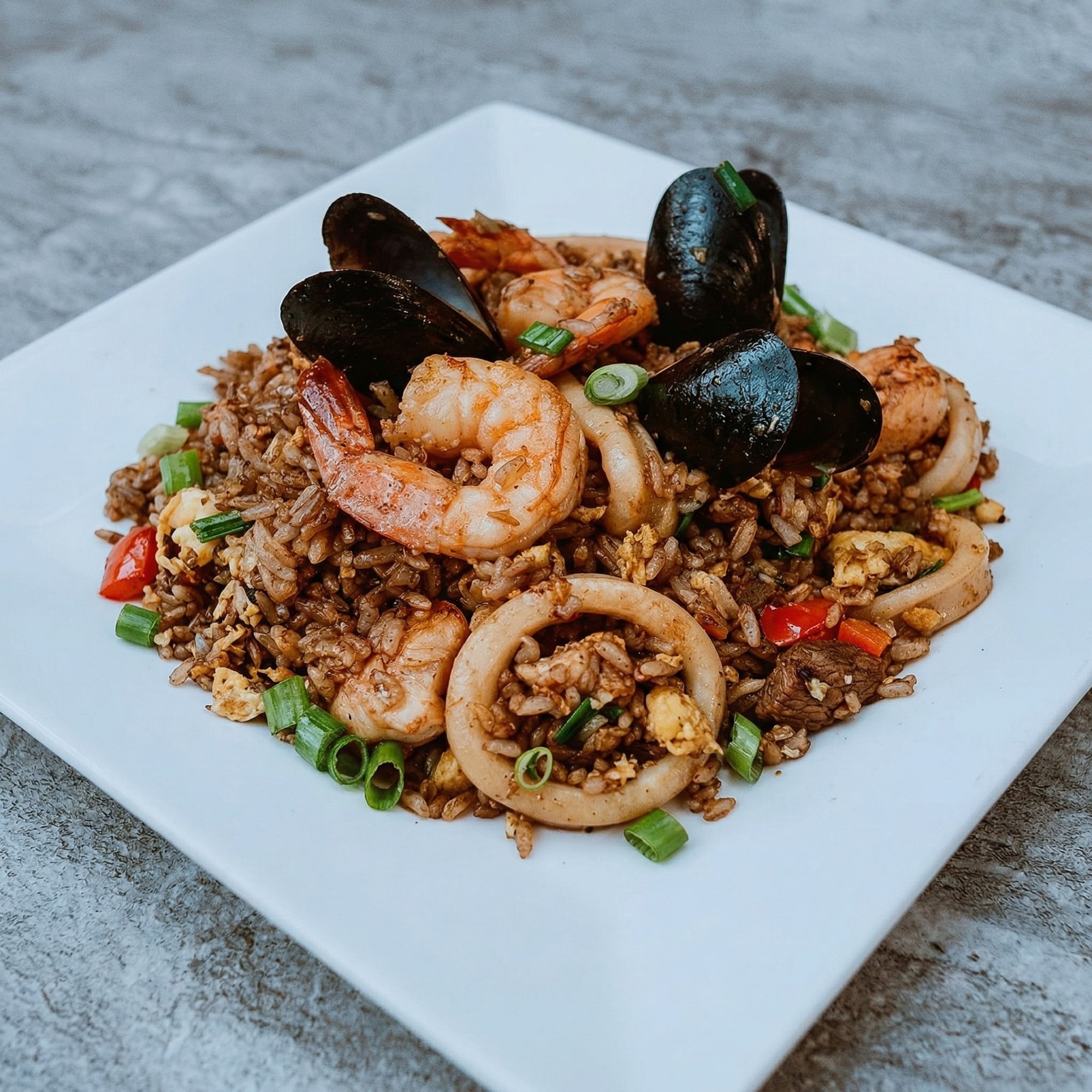 Chaufa De Mariscos, Carne & Pollo / Seafood, Beef & Chicken