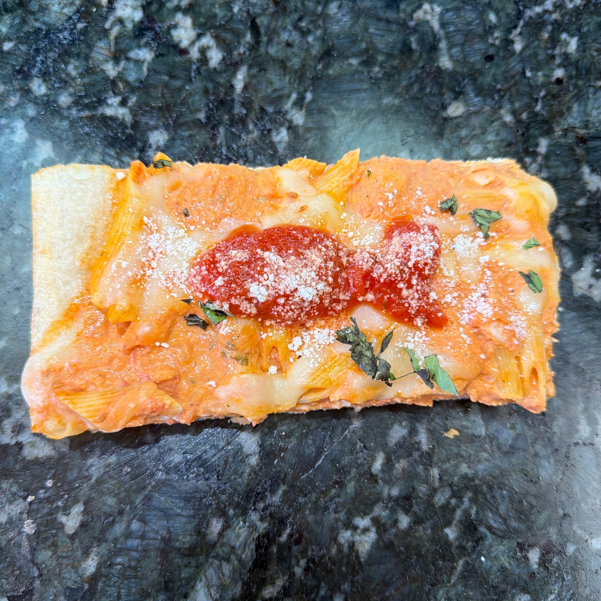Baked Ziti Pizza Slice