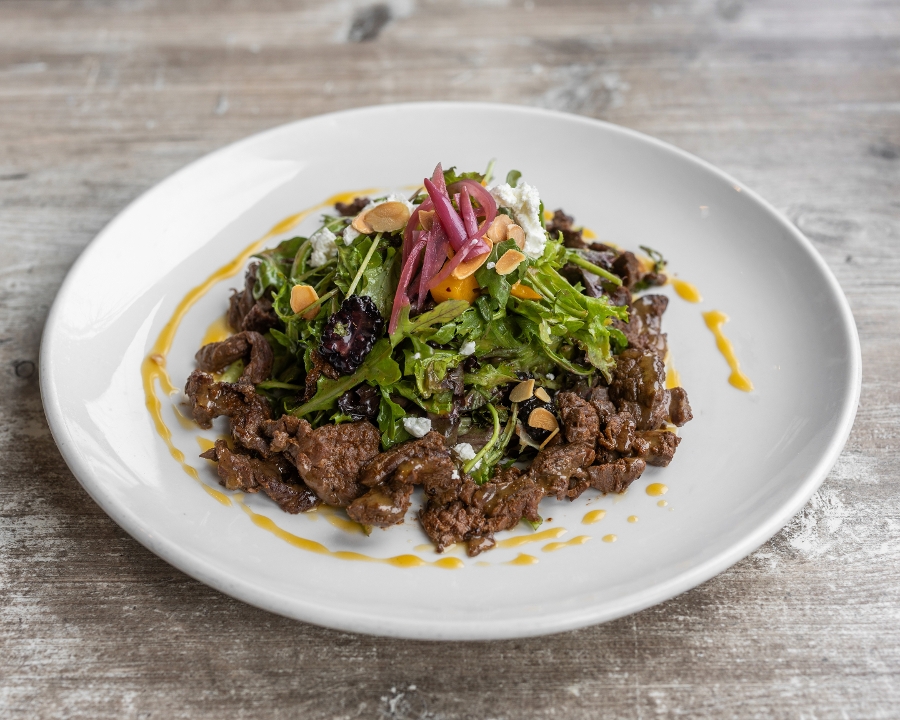 Bourbon Peach Steak Salad