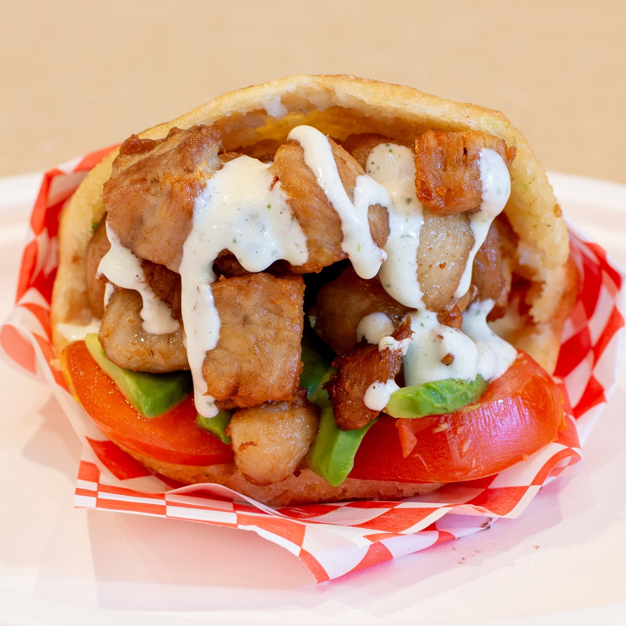 Fried Pork Arepa - Arepa de Cochino Frito