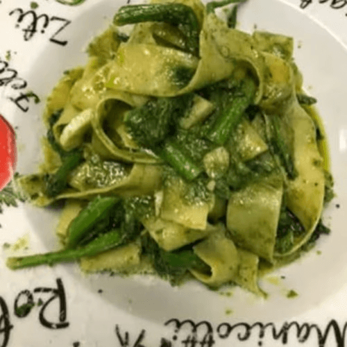 Pappardelle Pesto with Broccoli Rabe Oil and Garlic