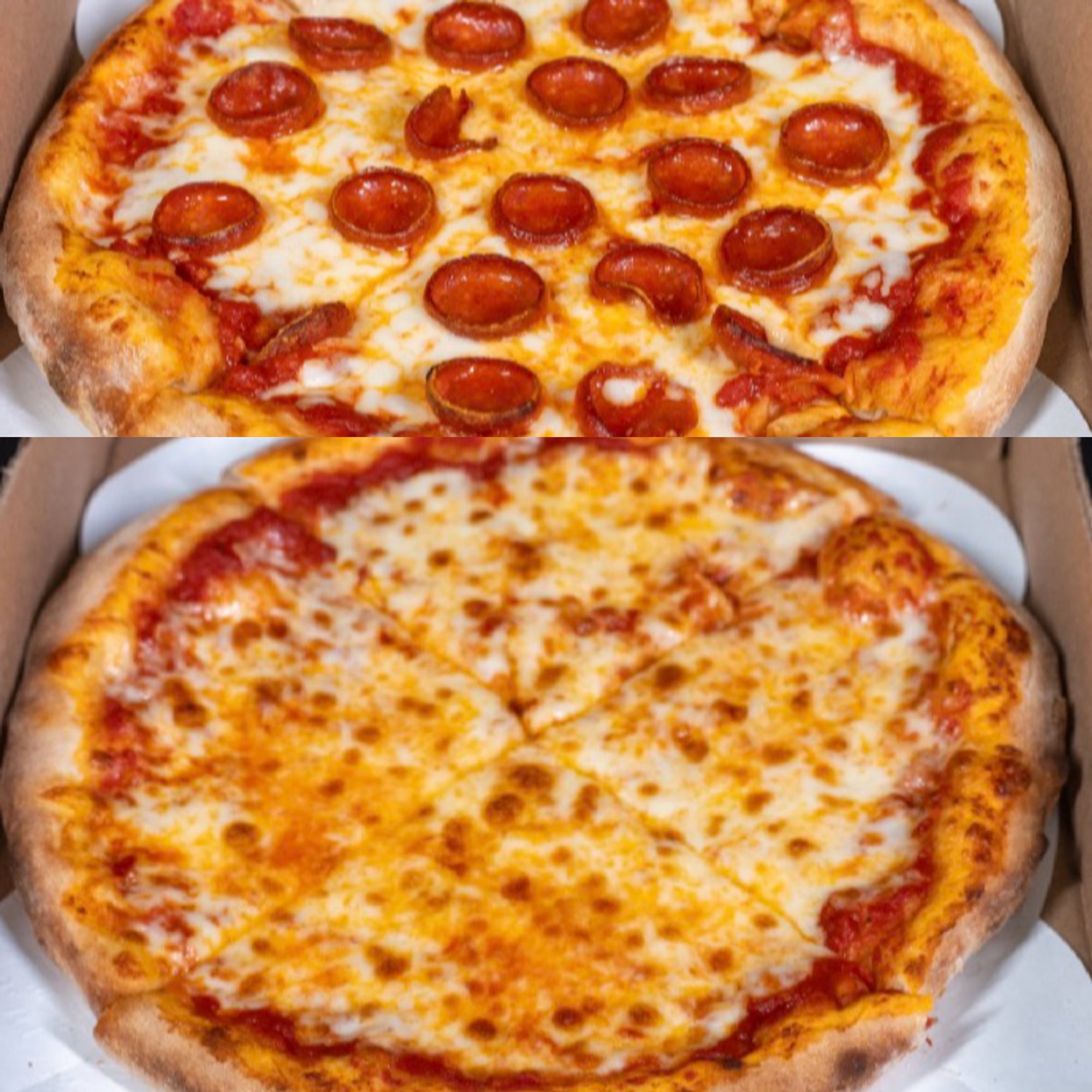Large cheese & large Pep pizzas
