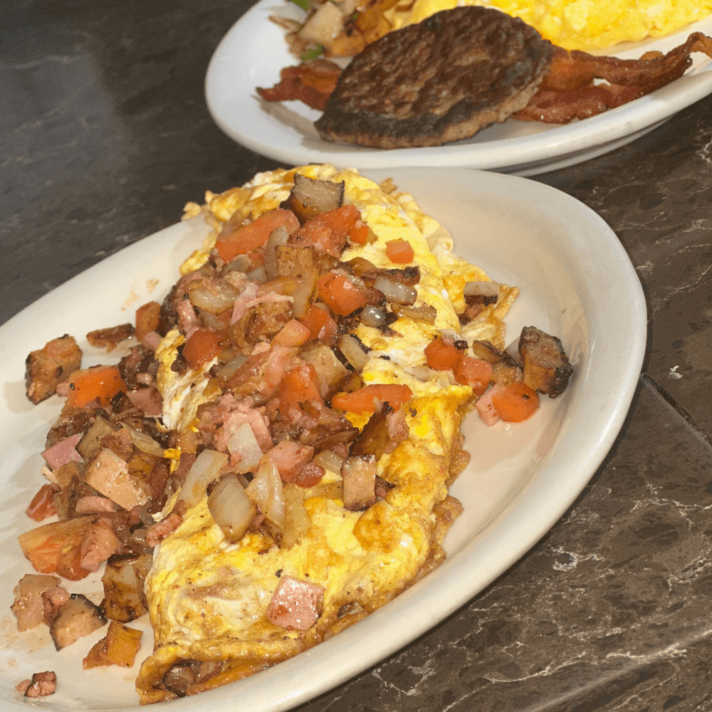 Colorado Omelette with a Waffle