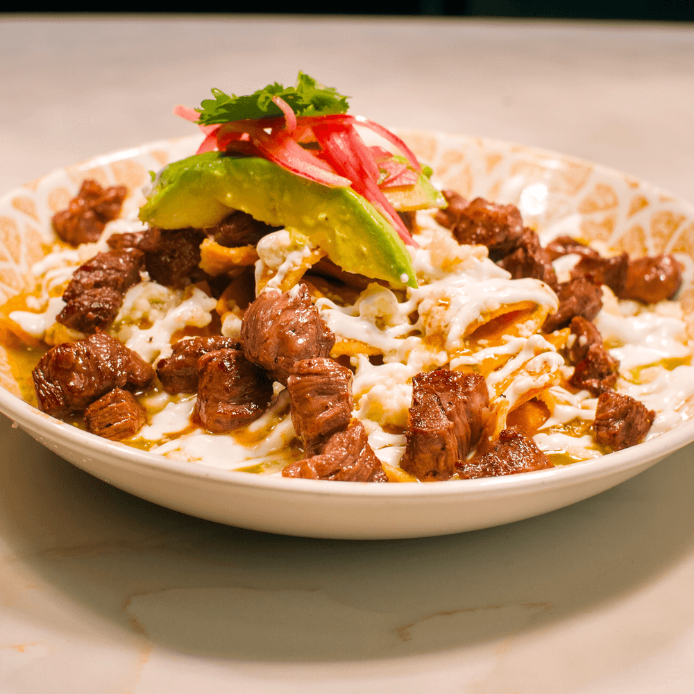 Carne asada chilaquiles