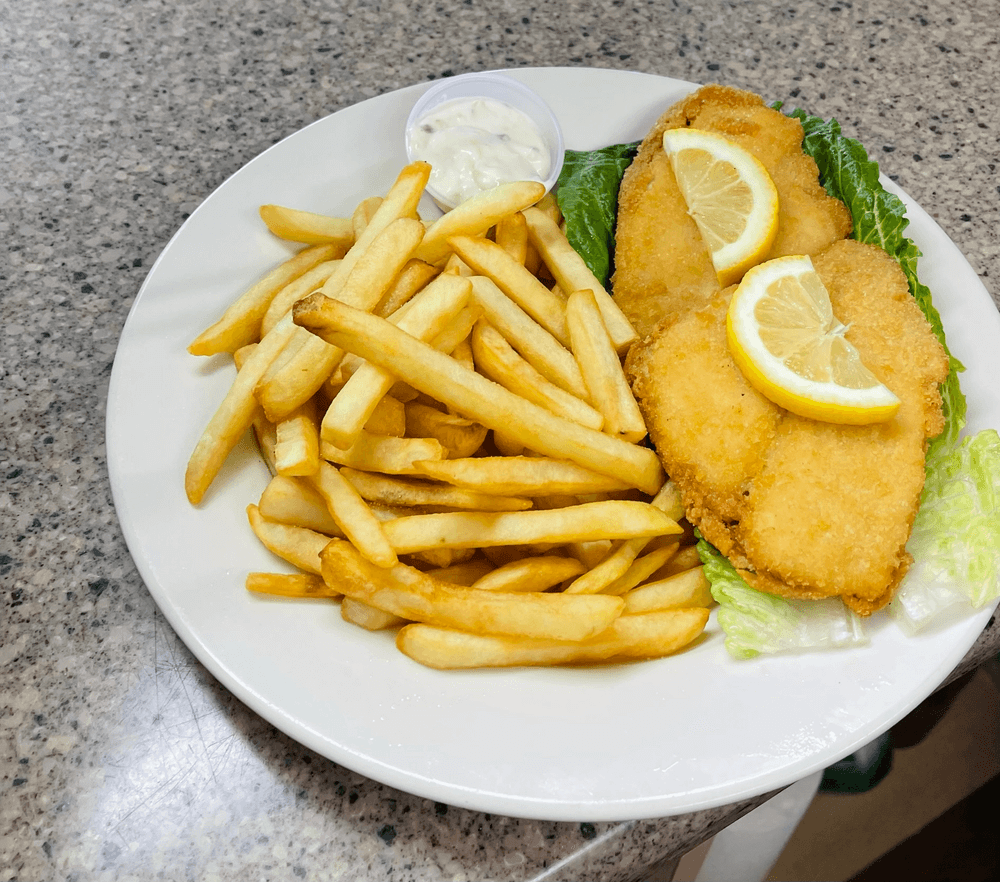 Fried Flounder with French Fries Entree