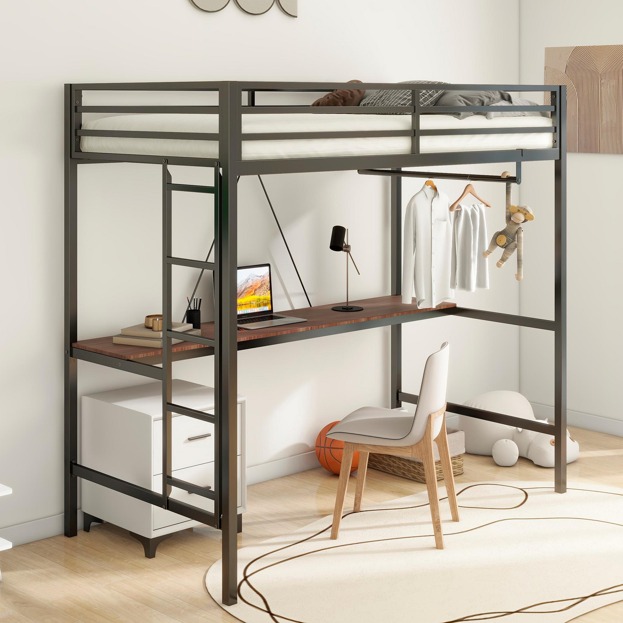 Twin Leo Loft Bunk Bed - Black