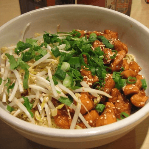 Egg Noodles with Sauteed Chicken Bowl