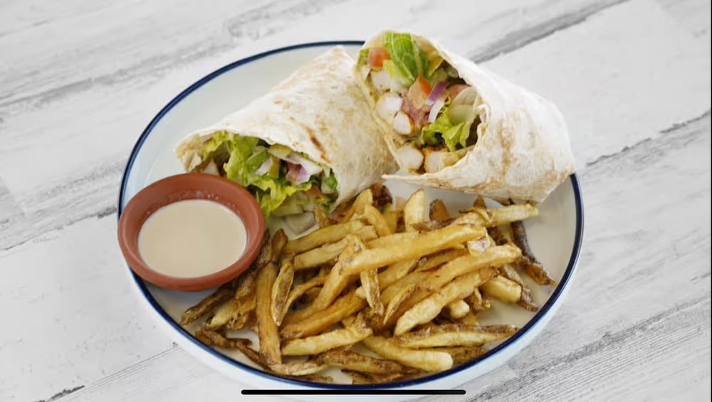 Chicken Kabob Wrap and Fries