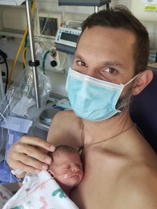 David Glover holds baby Billie