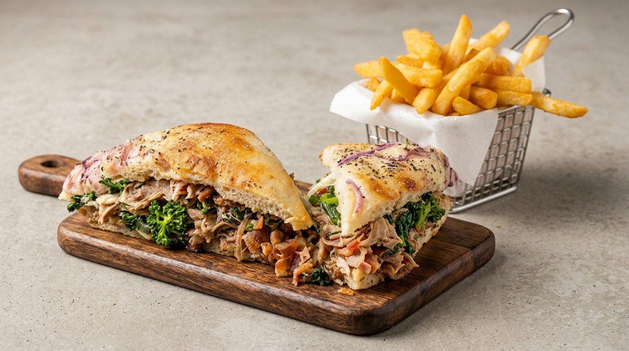 Roast Pork Au Jus w/ Broccoli Rabe Focaccia