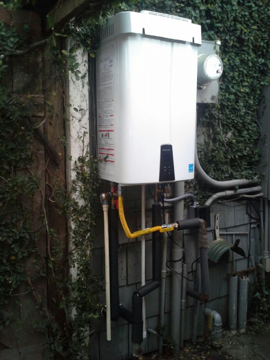 The versatile Navien tankless can even be installed outdoors!