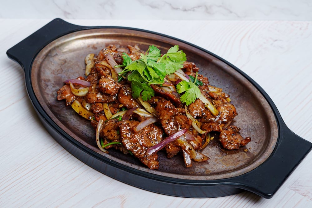 Black Pepper Steak Grill Sizzling 黑胡椒牛排 Placa caliente Parrilla