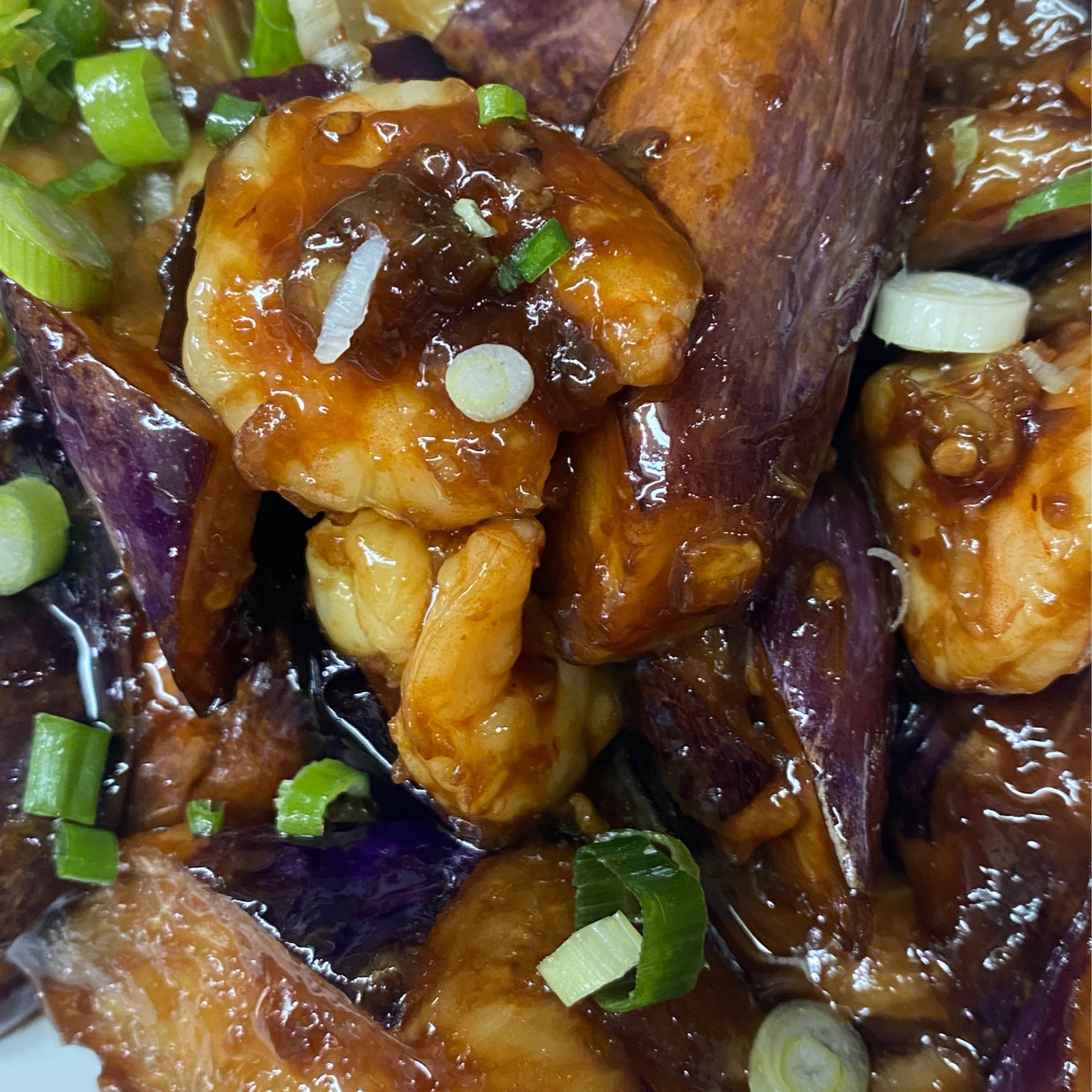 Shrimp & Eggplant in Hot Garlic Sauce