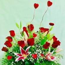 Two Dozen Roses with Stargazer Lilies