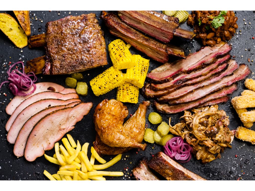 Ribs/Jerk Chicken N Mac ' Cheese N /Beans