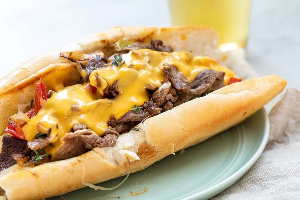 12'' Philly Cheese Steak SUBS w/ Fries Served with Green Pepper, Onion and Mushroom