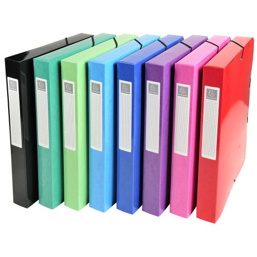 Exacompta Iderama Box File Pressboard A4 40mm Spine Width Elastic Closure Assorted (Pack 8) - 59929E
