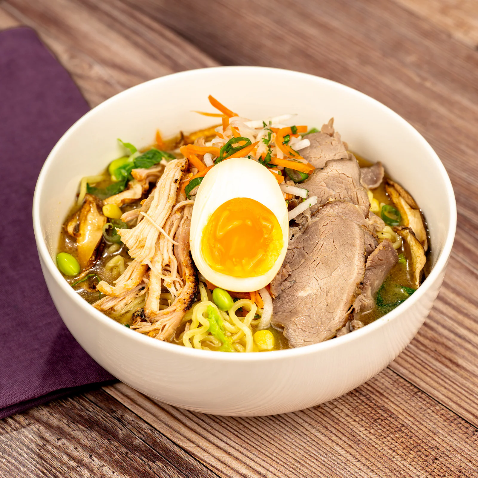 Ramen Noodle Bowl with Beef and Chicken