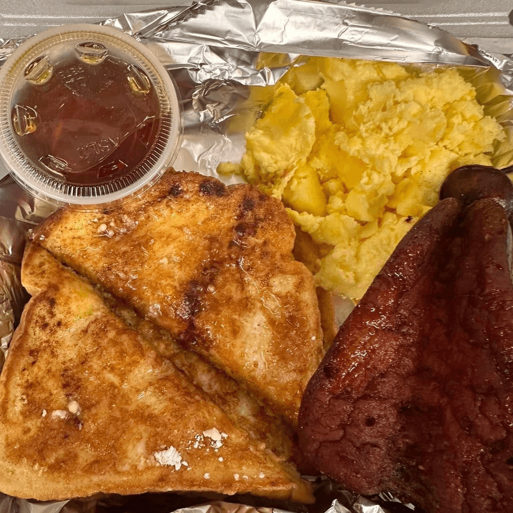 French Toast w/Eggs & Rogerswood Sausage