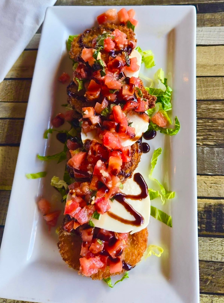 Fried Green Caprese (v)