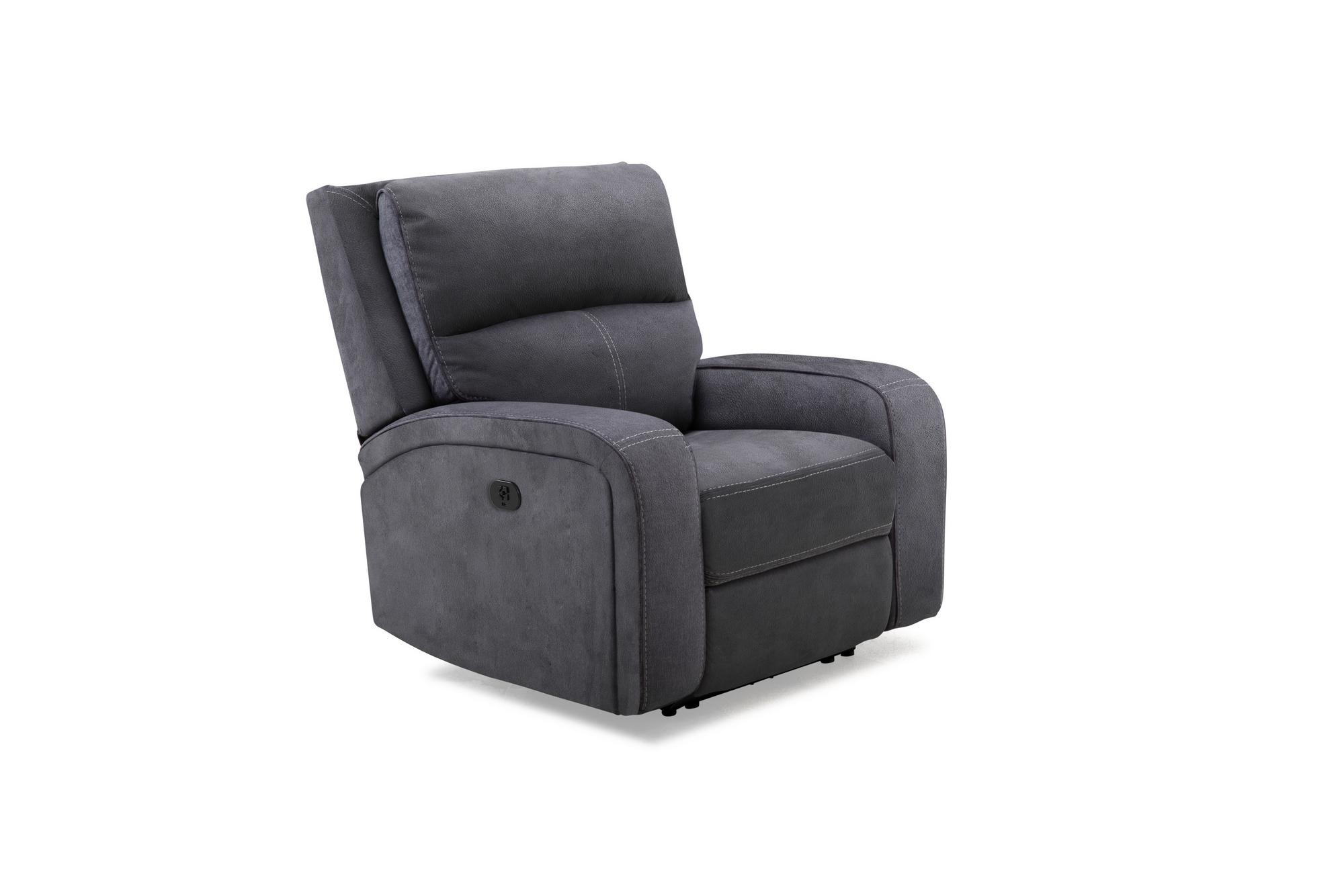 Vaquaro Power Recliner w/Power Headrest - Slate Grey