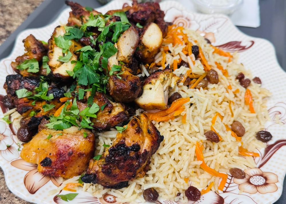 5. Tandoori Beef Tikka Kabob Over Pulao Rice