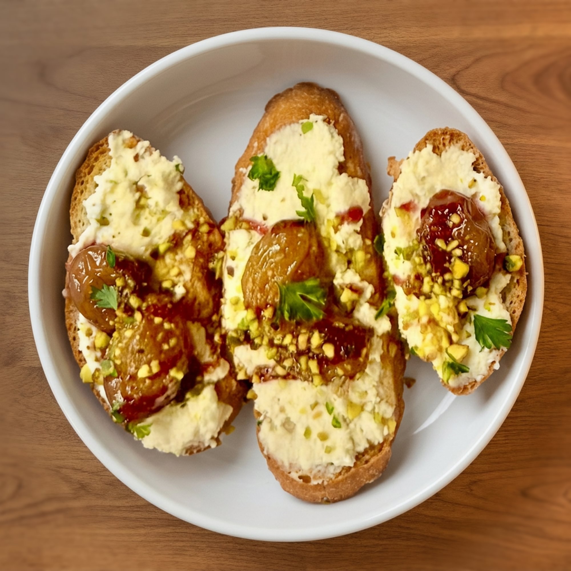 Burnt Grapes & Feta Crostini
