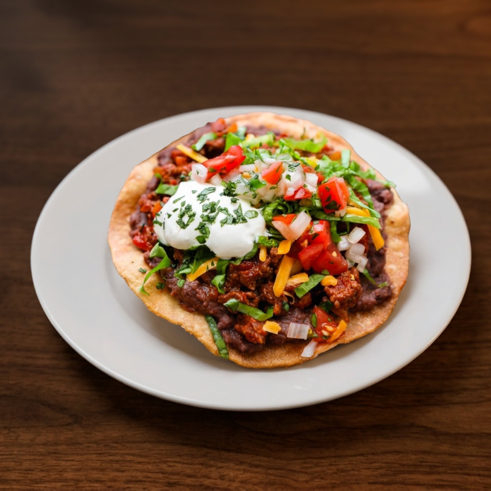 Ground Beef Tostada - Lunch Sp