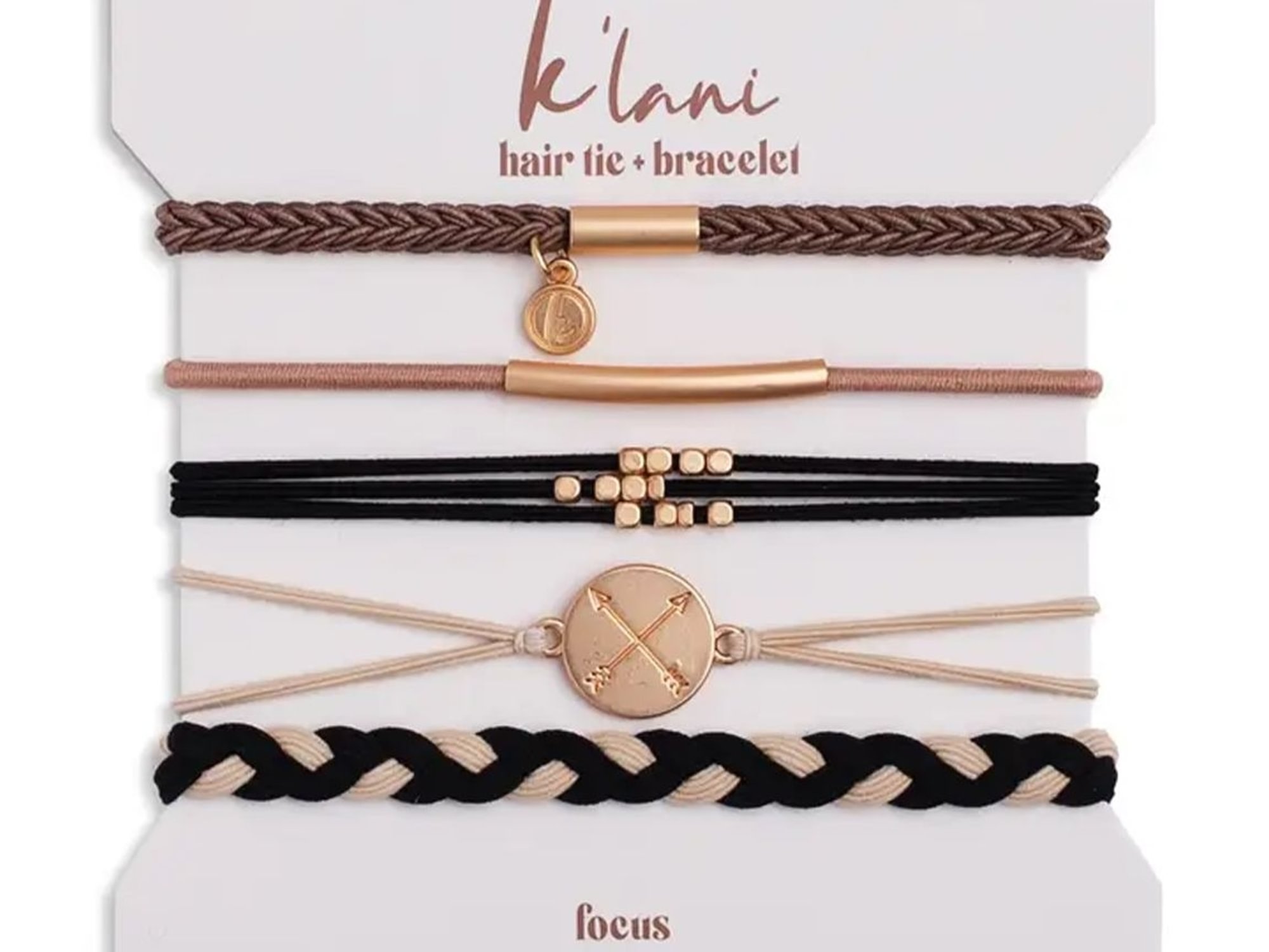 "Focus" Gold Arrow Charm Hair Tie Bracelets