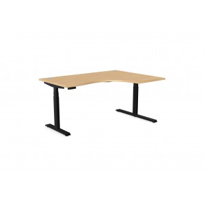 Leap 1600 x 1200 mm Black Frame, Beech Top, Right Hand Sit Stand Radial Desk | with Memory Control P