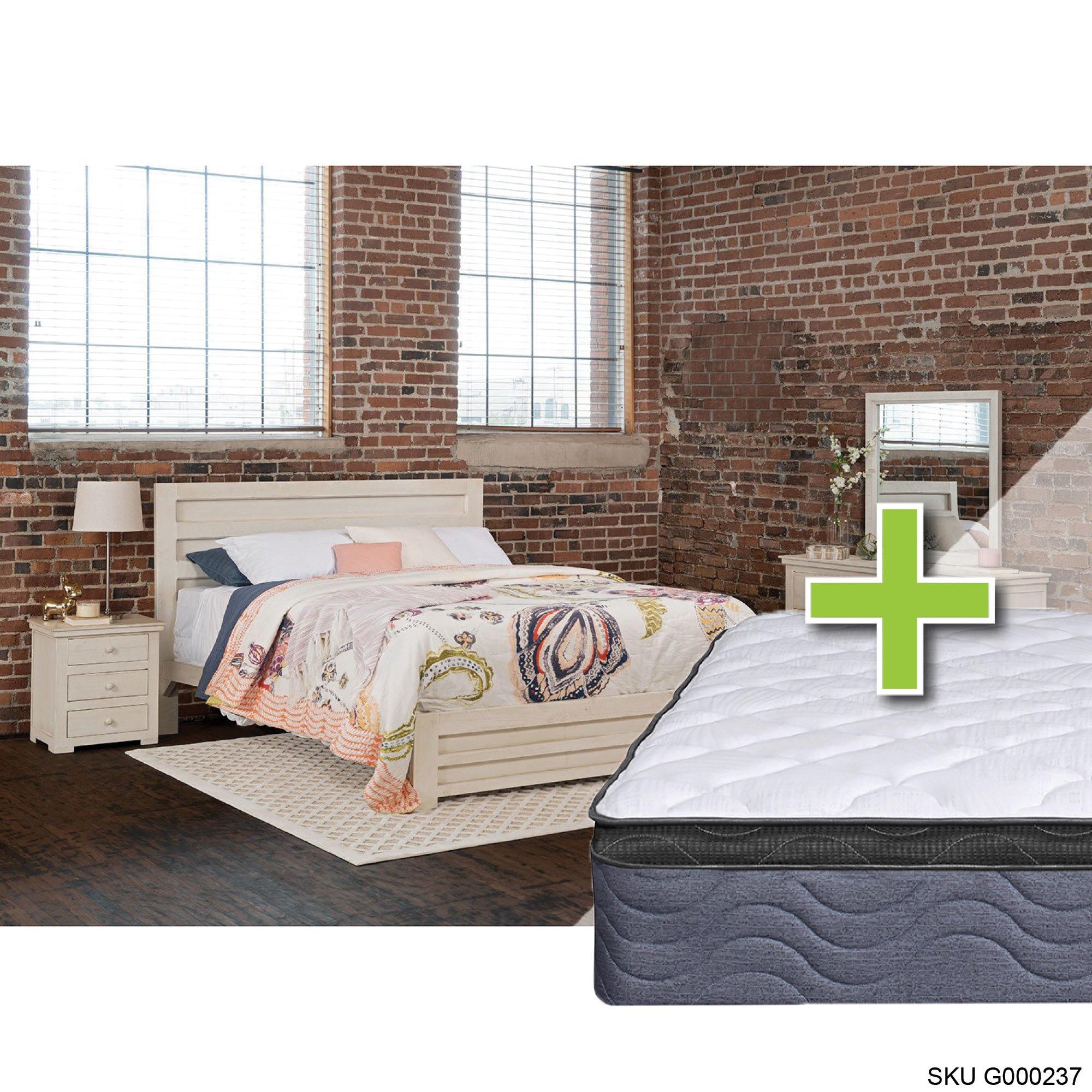 Queen Lorelei Bed w/9.5" Pillow Top Med. Plush Mattress & Dresser, Mirror, Nightstand