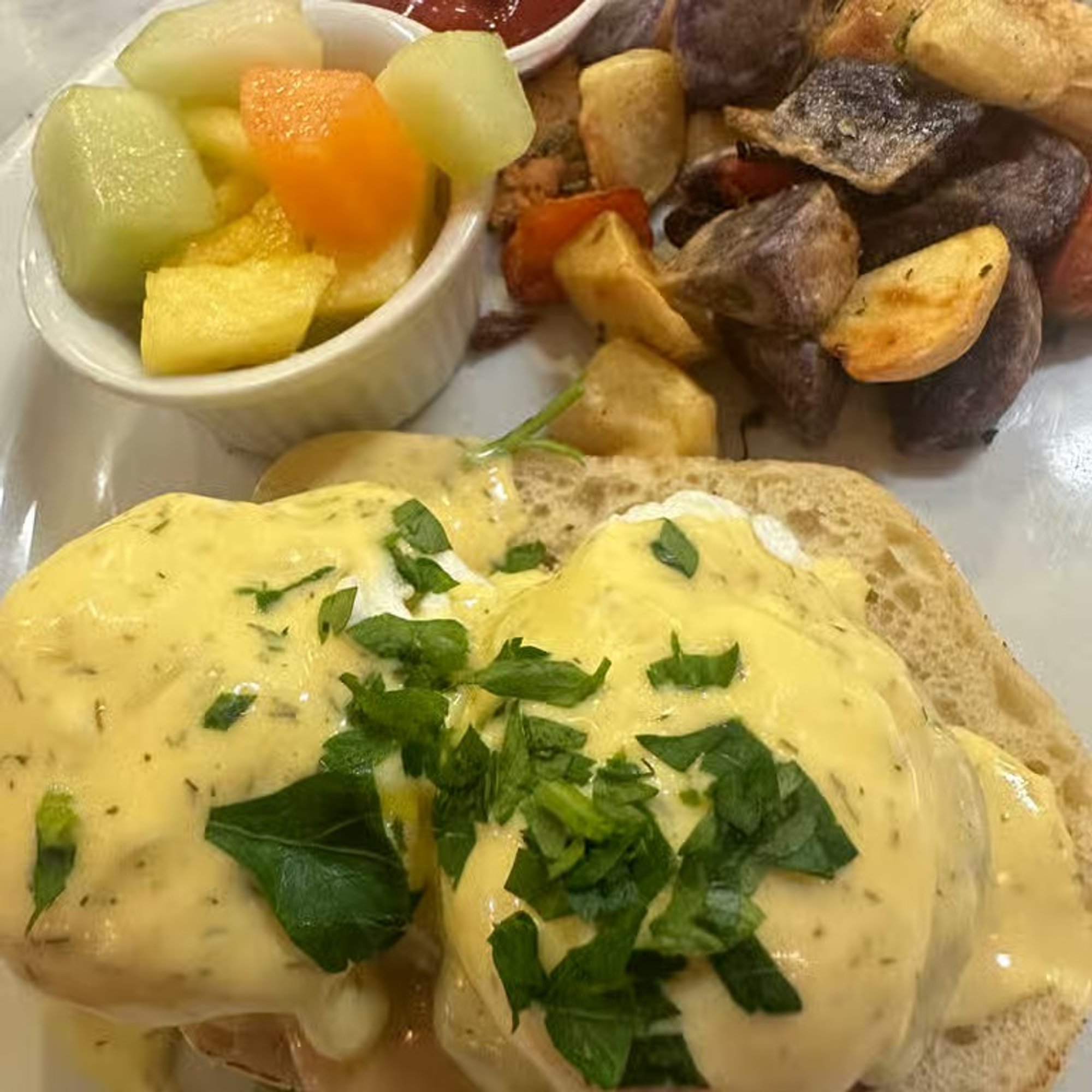 Crab cakes benedict brunch