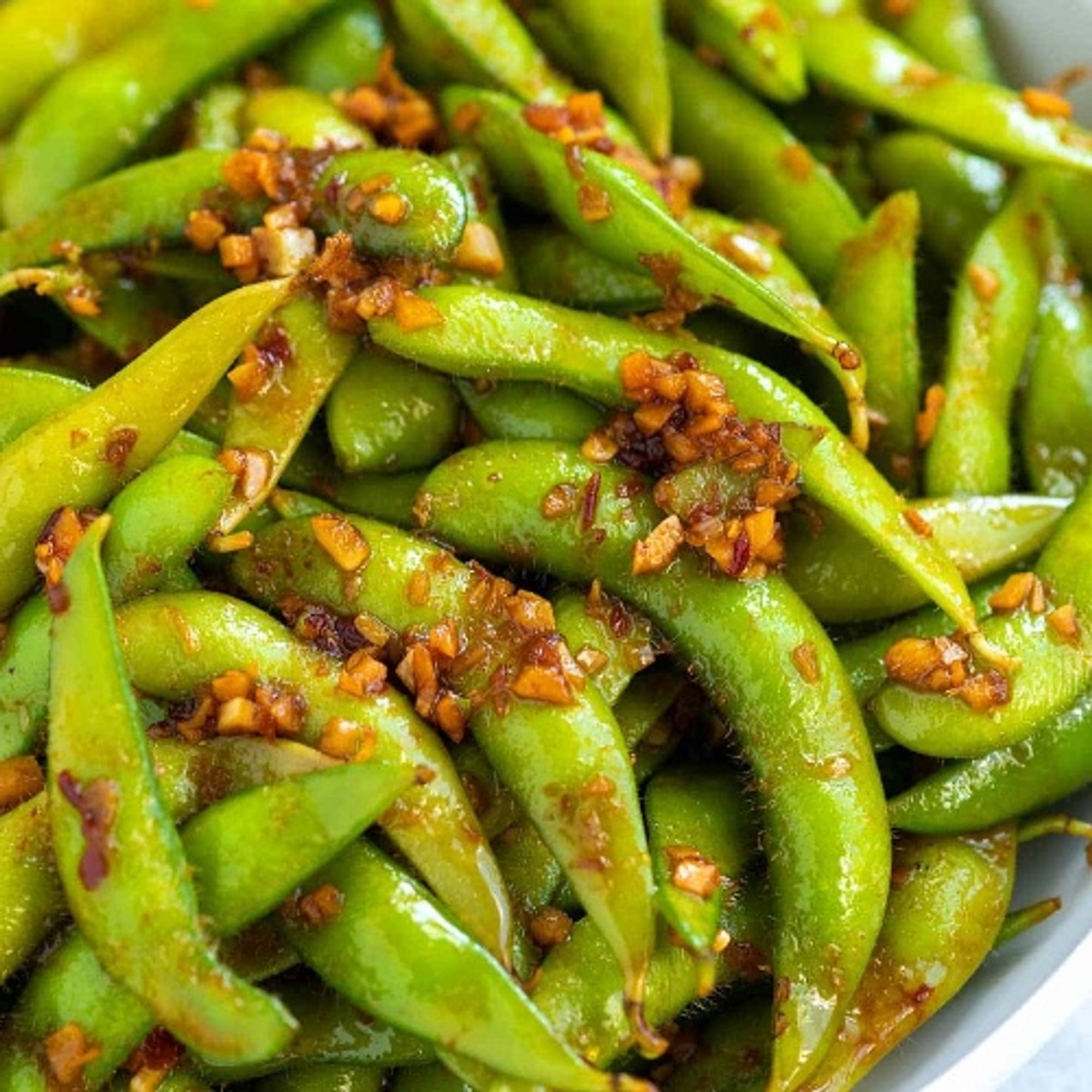 Spicy Garlic Edamame