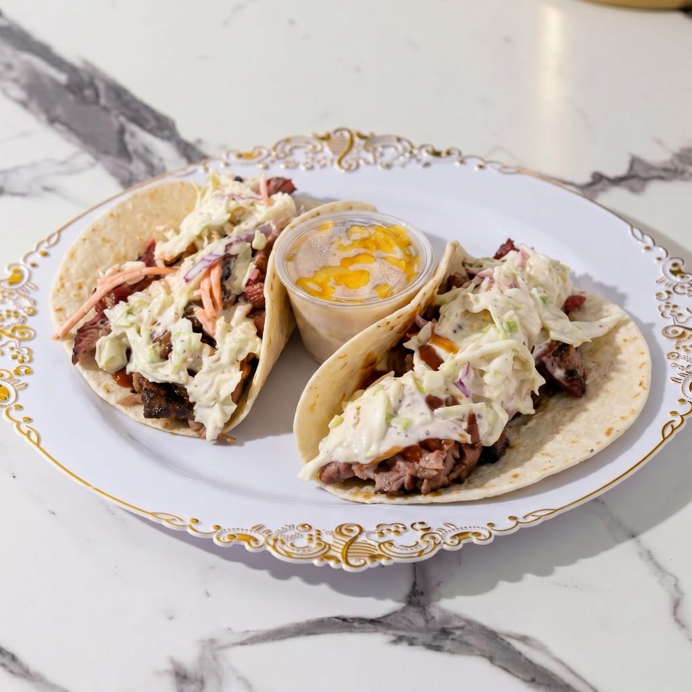 2 Pulled Pork Tacos or Sliders with Small Side