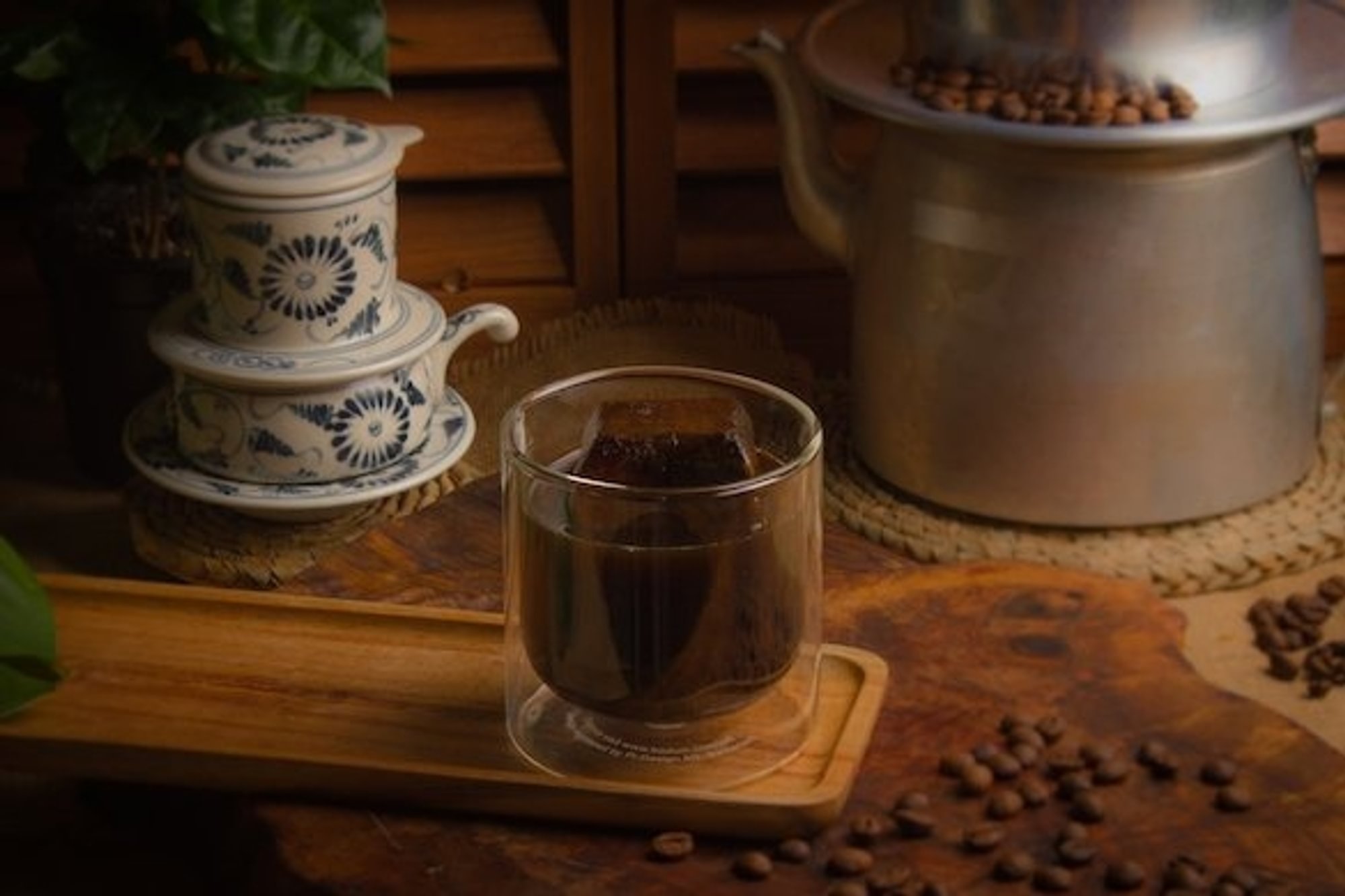 Vietnamese Drip Coffee with Black Coffee Ice / Cà Phê Old Fashioned