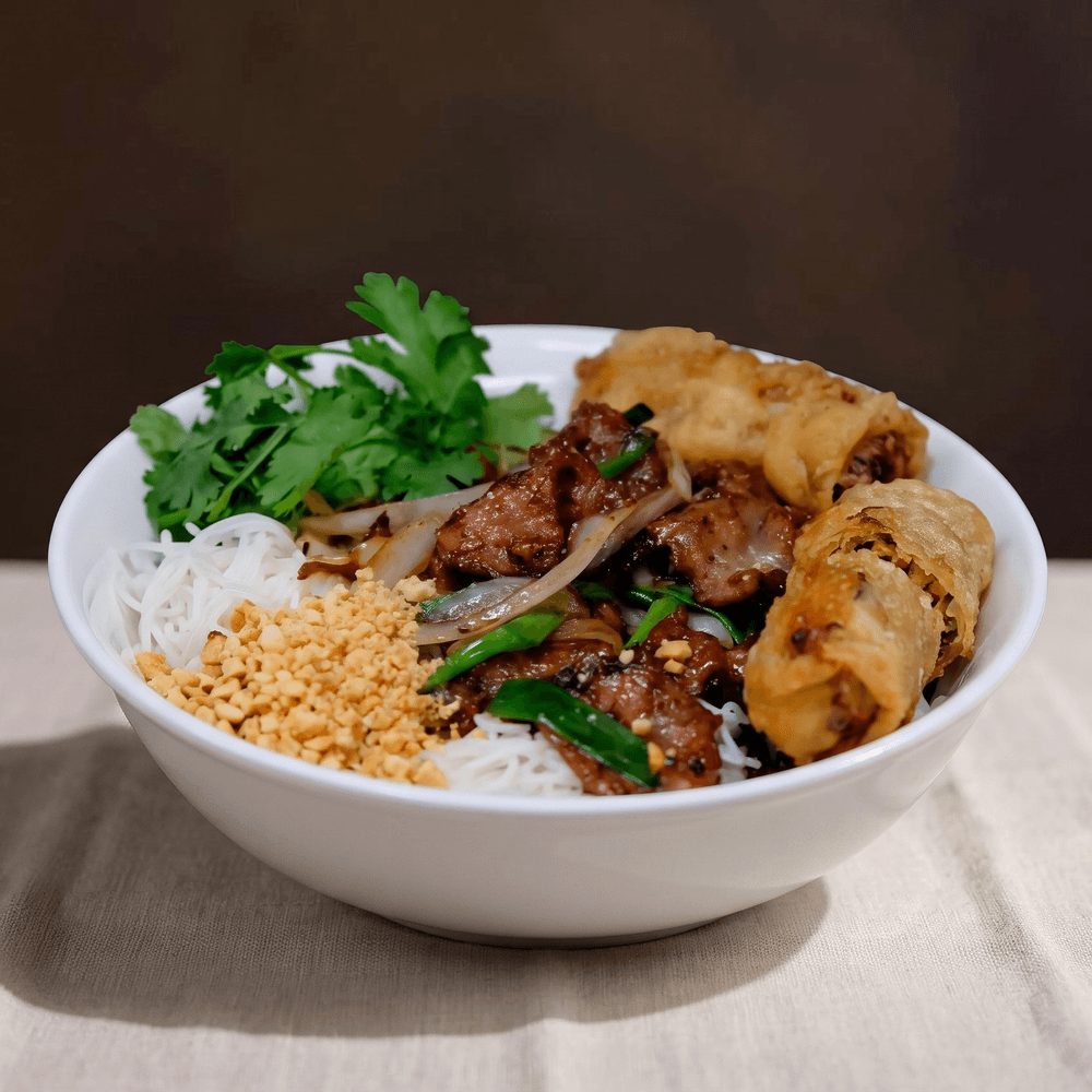 Pork or Tofu Over Rice Noodle Salad
