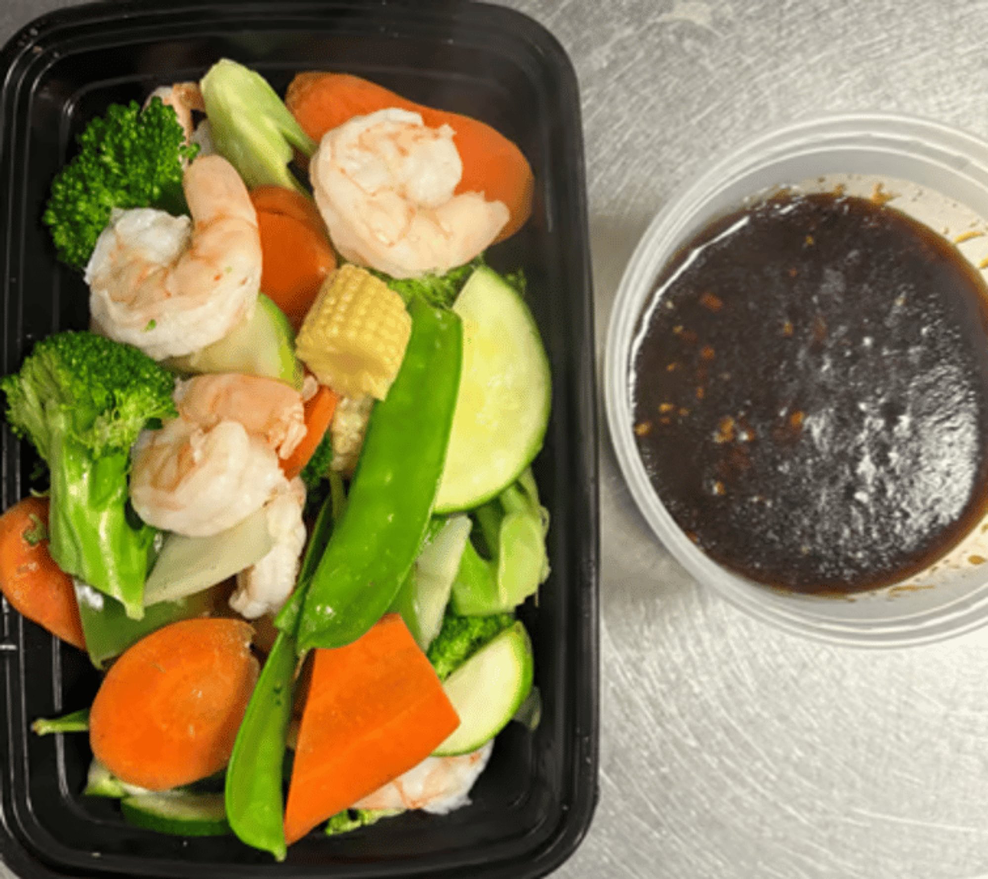 D4. Steamed Veggies & Shrimp