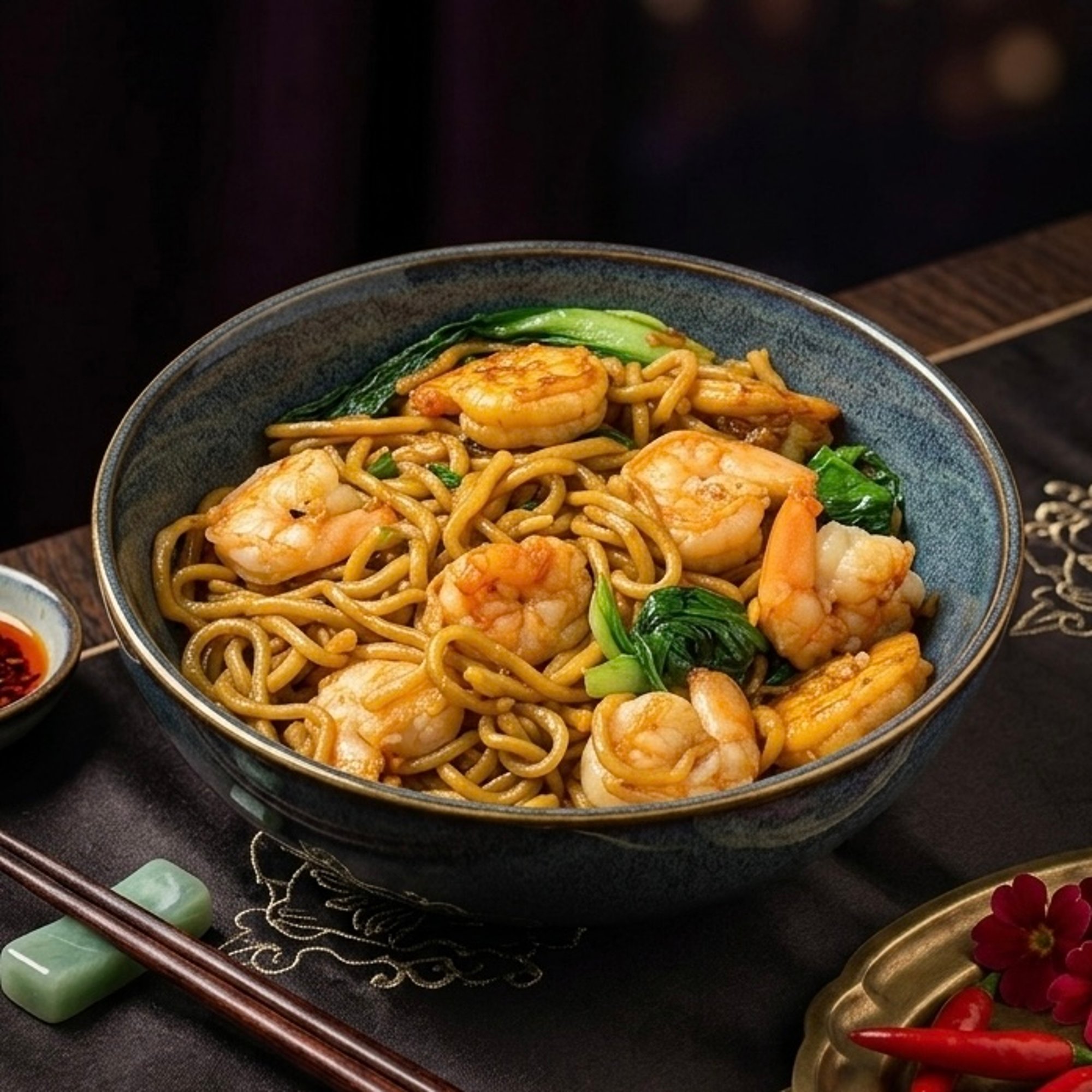 Stir Fry Shrimp Garlic Noodle