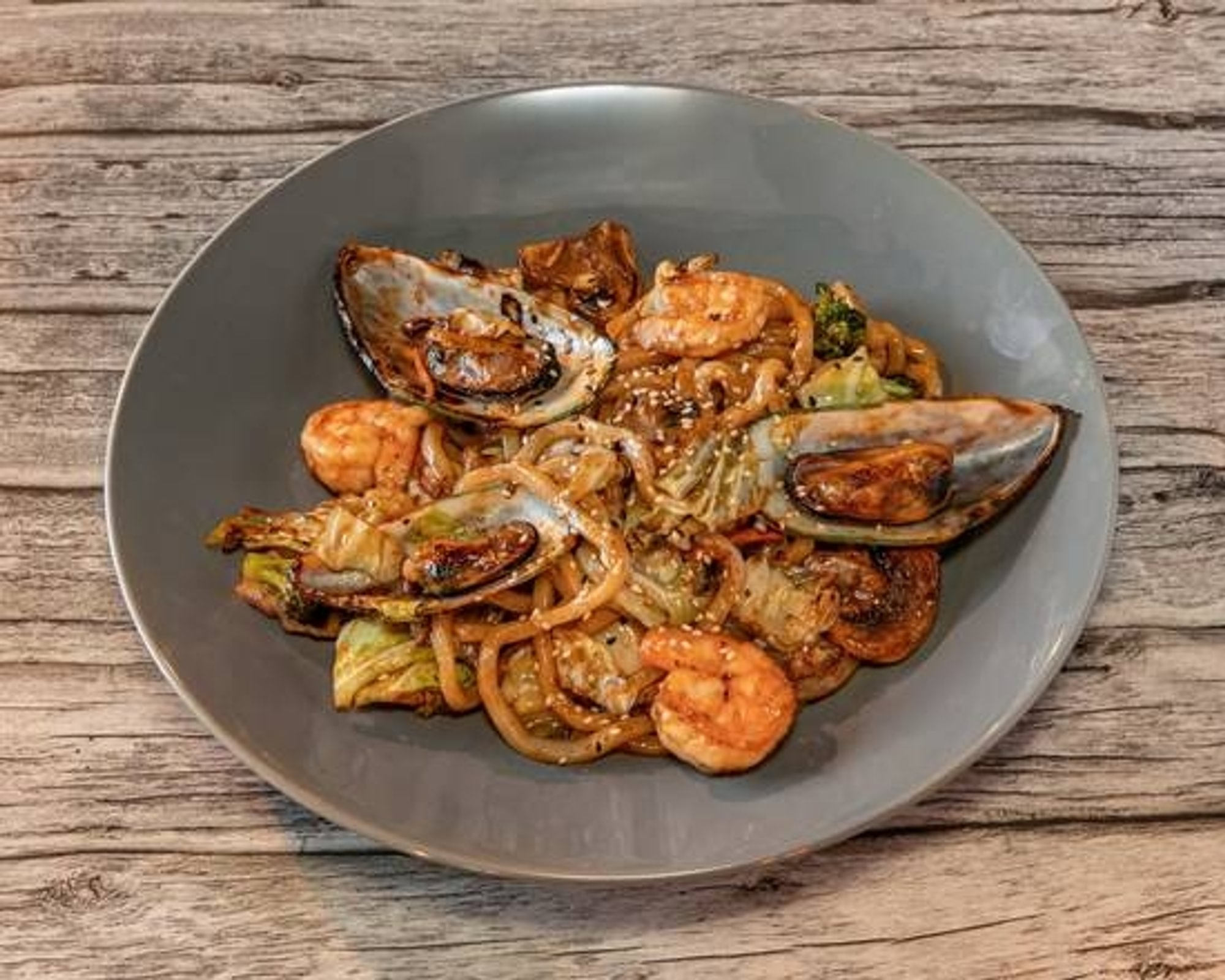Spicy Seafood Udon Pasta