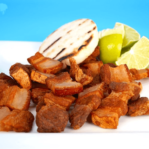 Chicharron Con Arepa grande Frita o Asada