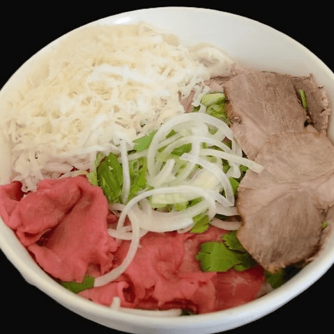 Pho with Rare Beef, Well-done Brisket, and Tripe