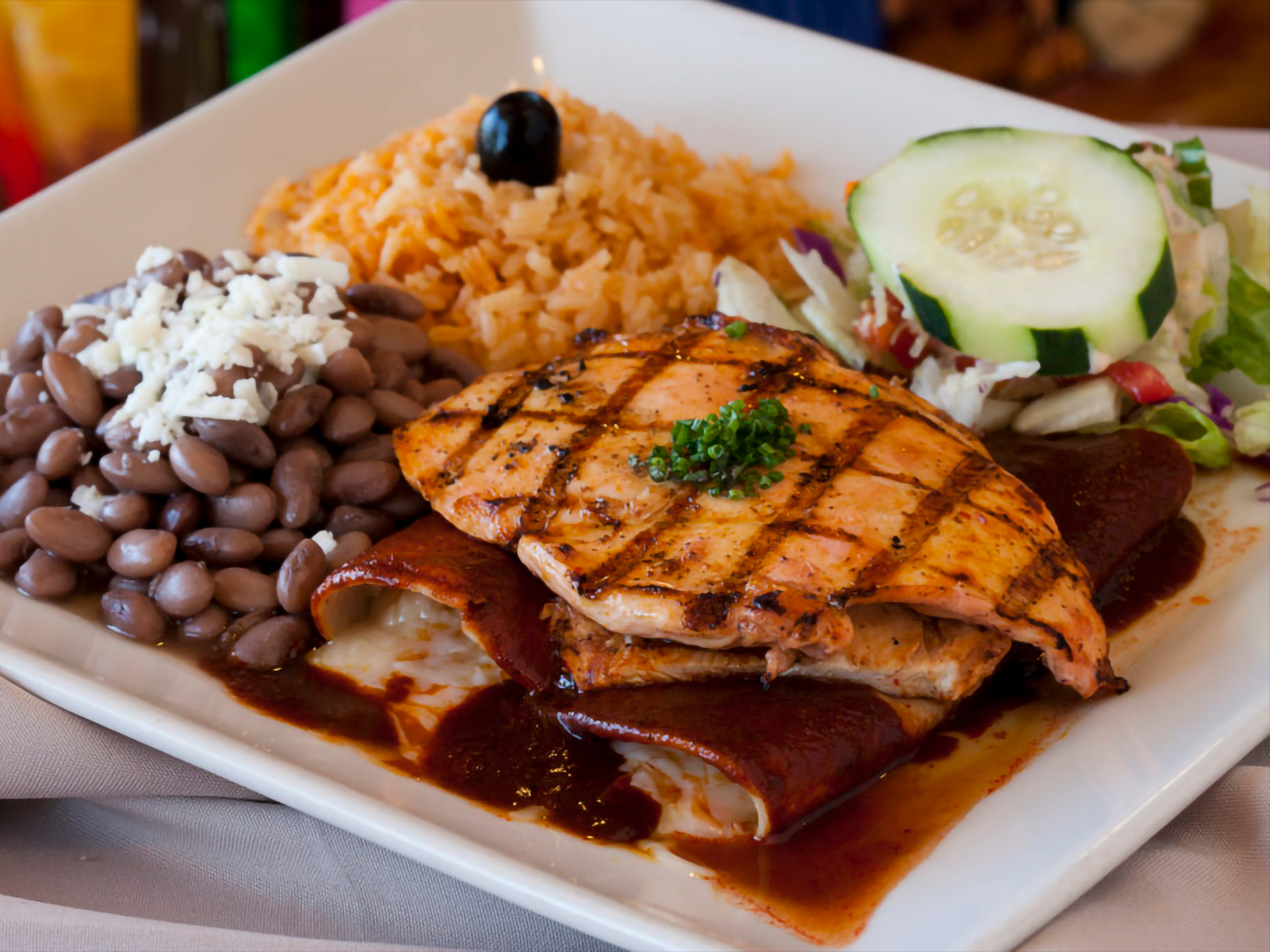 Guajillo Enchiladas & Grilled Chicken Breast