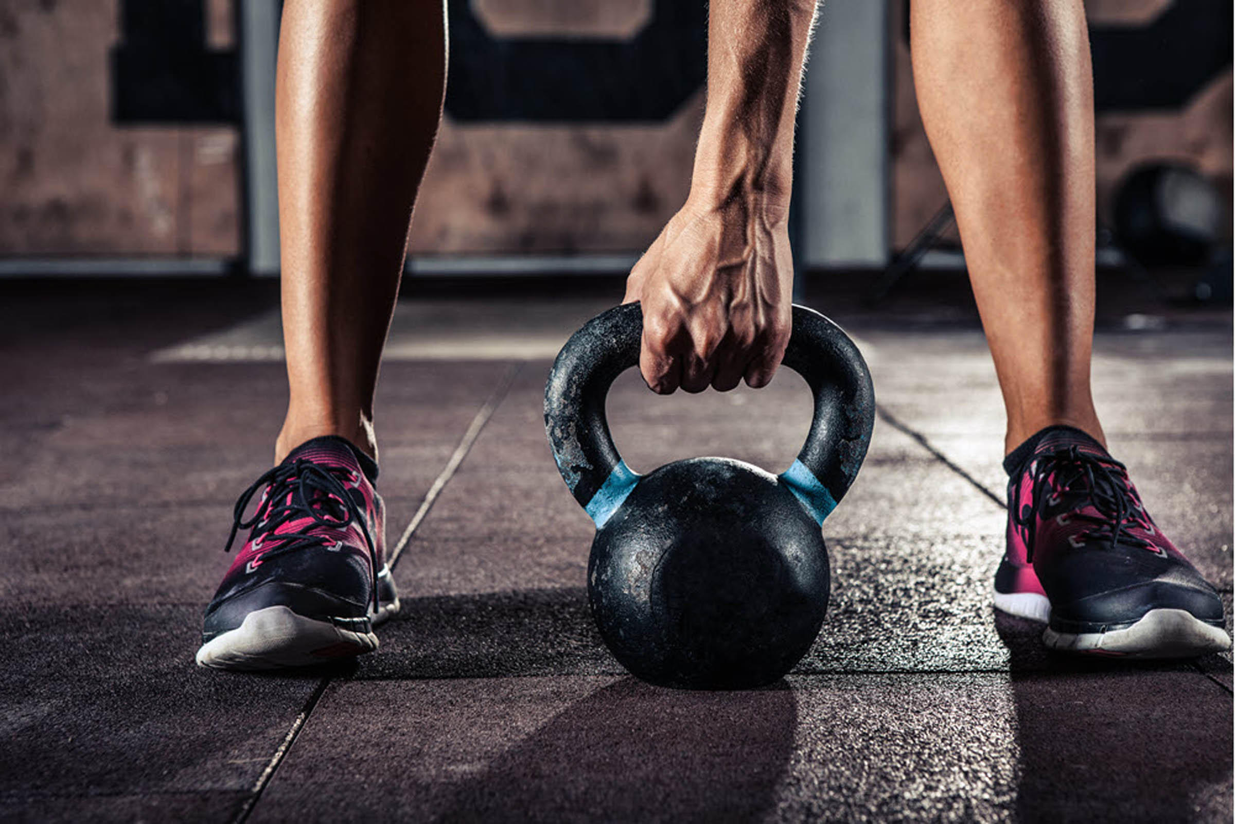 Work out in the fitness center with free weights