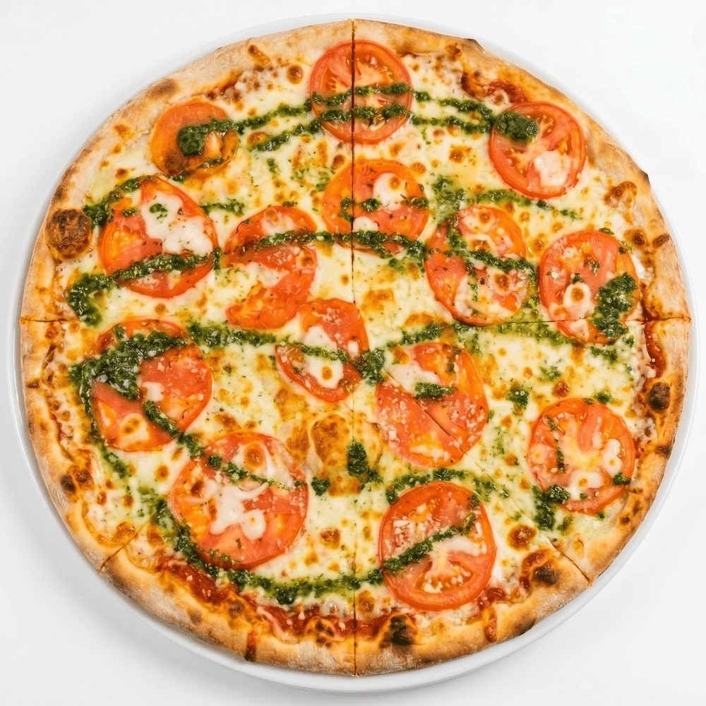 Fresh Tomato, Pesto, & Mozzarella Pizza