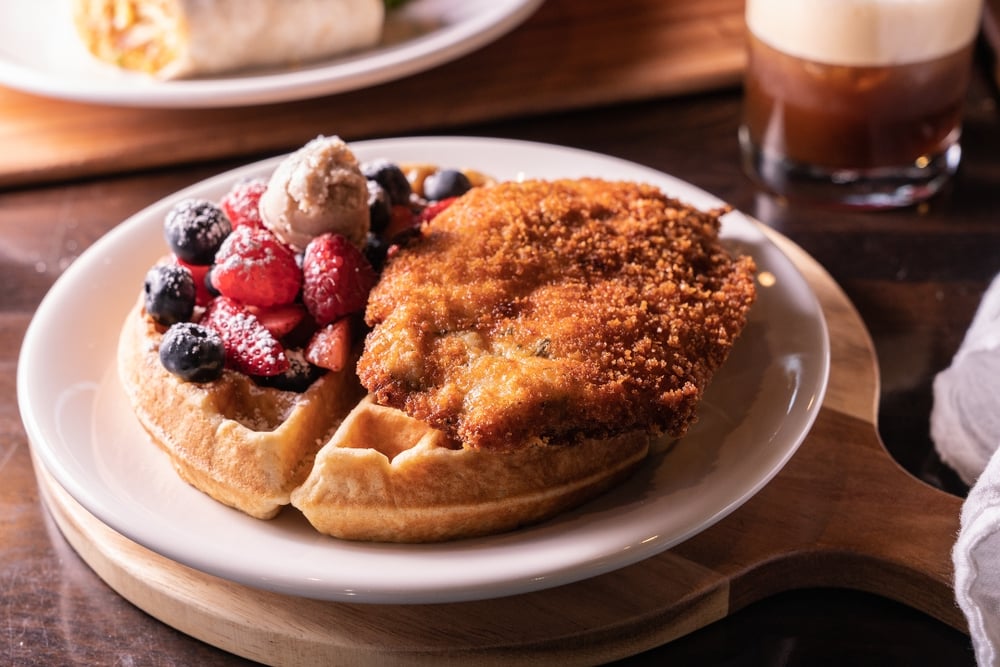 Chicken and Waffle w Berries