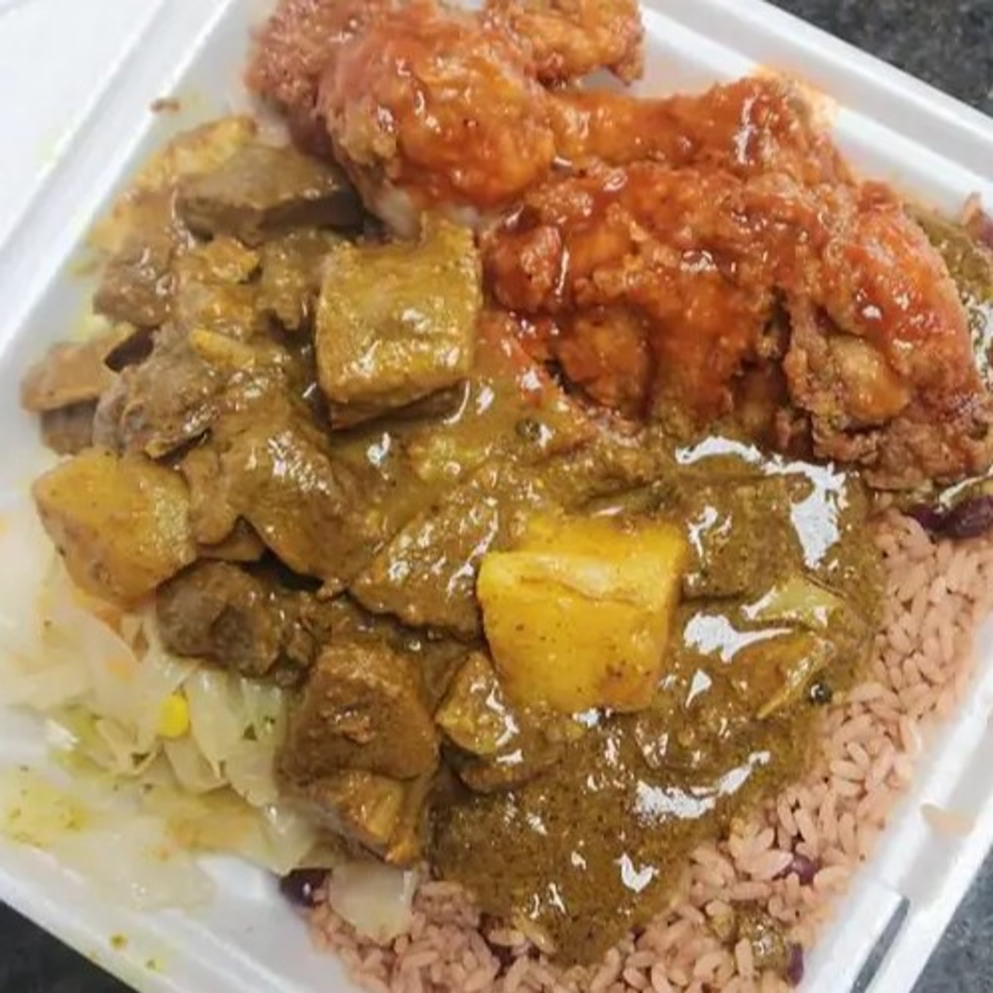 Curry Goat & Fry Chicken Combo
